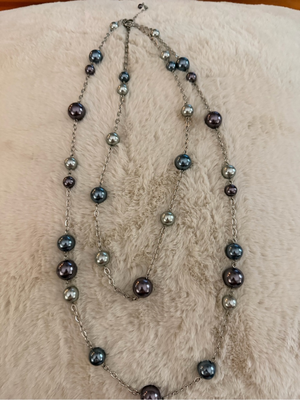 Lia Sophia Blue & Gray Multi-Strand Beaded Necklace